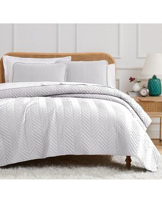 Southshore Fine Linens Chevron 3Pc Quilt And Sham Set