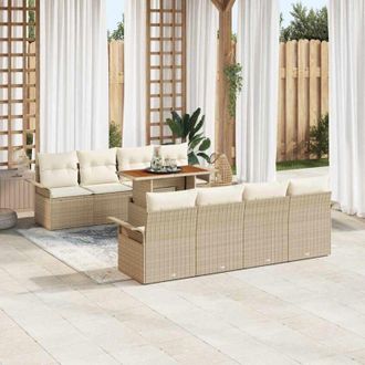 vidaXL Conjunto De Sof&aacute; De Jard&iacute;n 7 Pcs Beige Y Crema 100 X 55 X 73 Cm Vidaxl