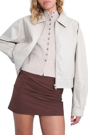 Topshop Oversize Faux Leather Jacket in Cream at Nordstrom Rack, Size Small