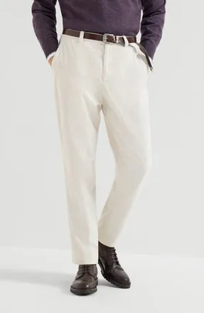 Brunello Cucinelli Garment-dyed trousers in cotton corduroy in White at Nordstrom, Size 52