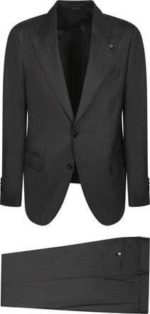Lardini Herringbone Fabric Suit - Heren - Business pakken - Bruin - L - Leer - Kostuums