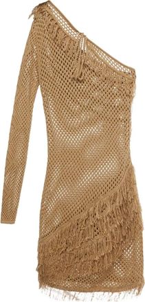 Tularosa Peek A Boo gehaakte mini-jurk met franje - Bruin