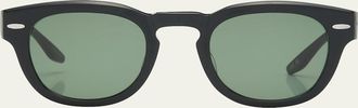 Barton Perreira Mens Demarco Keyhole-Bridge Acetate Rectangle Sunglasses