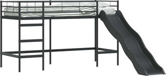 vidaXL Estructura De Litera Para Ni&ntilde;os Con Tobog&aacute;n Negro Y Antracita Vidaxl