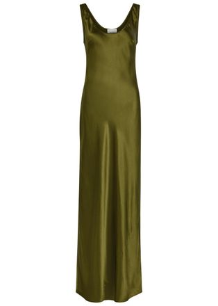 Reformation Pamela Silk Maxi Slip Dress - Green - 10 (UK14 / L)