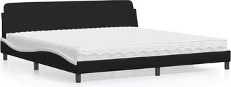 vidaXL Vidaxl - Cama Con Colch&oacute;n Cuero Sint&eacute;tico Negro Y Blanco 200x200 Cm