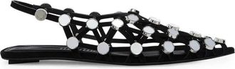 The Attico Zwarte Su&egrave;de Grid Ballerina Schoenen - Dames - Ballerinas - Zwart - 35 EU - Su&egrave;de - Schoenen