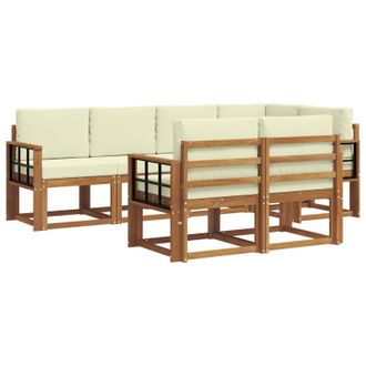 vidaXL Conjunto De Sof&aacute;s De Exterior Con Coj&iacute;n 7 Pcs Natural Y Crema Vidaxl