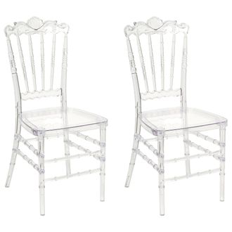 Beliani Beliani - Conjunto De 2 Sillas De Comedor De Pl&aacute;stico De Inspiraci&oacute;n Vintage Muebles De Comedor Transparente Mendon