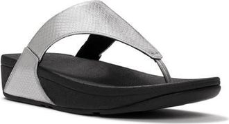 FitFlop Lulu Metallic Snake Toe-Post Sandals in Silver at Nordstrom, Size 11