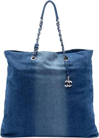 Chanel Pre-owned Denim Tote Bag - Dames - Vintage Shopper - Blauw - ONE Size - Denim - Vintage