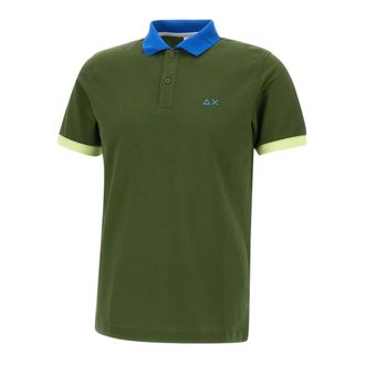 Sun 68 Polo Shirts, male, Green, Size: 2XL 3 Color Way Polo