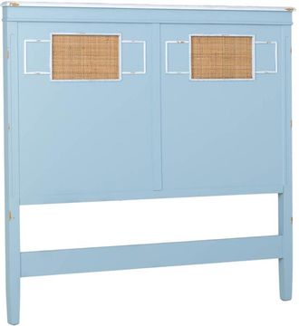 Wanderlust Deco Cabezal De Cama De Madera Con Rejilla Azul 150x6x130