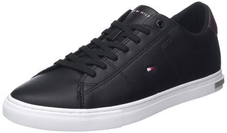 Tommy Hilfiger Mens Essential Leather Detail Vulcanised Trainers, Black (Black), 6.5