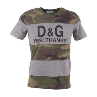 Dolce & Gabbana T-Shirts, male, Gray, Size: XL Short Sleeve T-Shirt