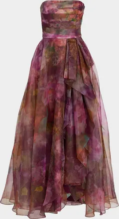 Theia Floria Strapless Organza Gown