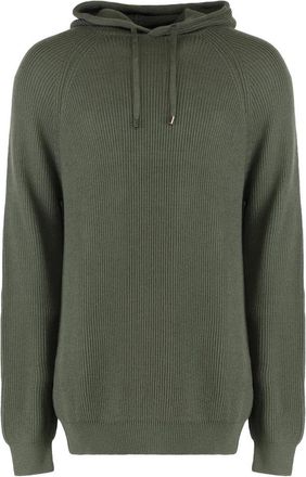 Moorer Geribbeld Gebreide Wollen Hoodie - Heren - Hoodies - Groen - 2XL - Wol - Hoodies & sweatvesten