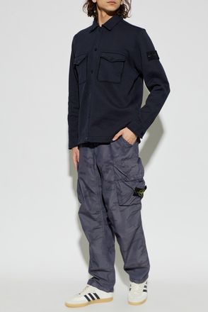 Stone Island Shirt With Logo Patch, Mens, Navy Blue