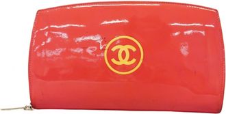 Chanel Pink Patent Leather Long Wallet (Bi-Fold) (Pre-Owned)