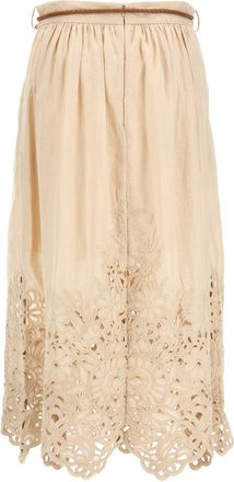 Zimmermann Womens Beige Linen Midi Skirt