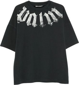Palm Angels Big Neck Black Logo Cotton T-Shirt