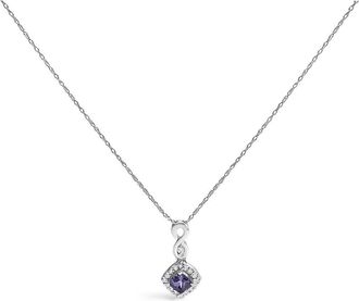 House of Brilliance 10K White Gold Blue Purple Tanzanite and Diamond Accent Drop Pendant Necklace at Nordstrom