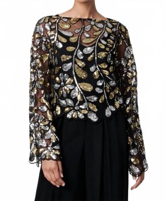 Trina Turk Femmess Sparkle Top In Black Gold Silver Sparkle