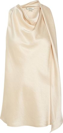 Vince Draped Scarf-effect Satin top - Cream - S (UK8-10 / S)