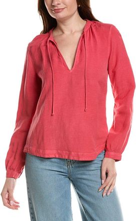 Bella Dahl Shirred Linen-Blend Pullover