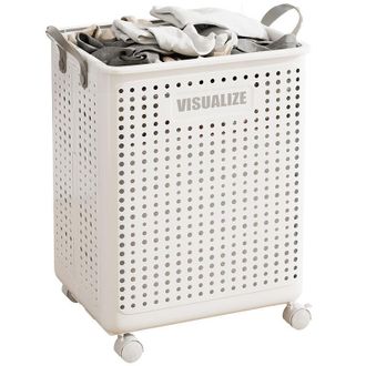 OEM Cesto De Ropa Con Ruedas, Carrito De Lavander&iacute;a Plegable Grande Con Ruedas, Cesto De Ropa Deslizante, Organizador Multifuncional Para Ropa Sucia, 46 X