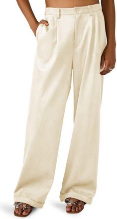 Steve Madden Clove Faux Suede Wide Leg Pants in Irish Cream at Nordstrom, Size X-Large