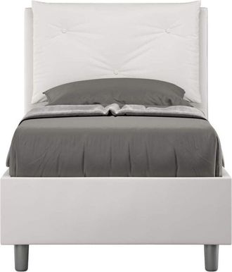 Itamoby Letto Singolo rivestito in Similpelle - APPIA - Colore: Bianco - Tipologia Letto: Con Rete e Contenitore - Dimensione Rete: 80x190