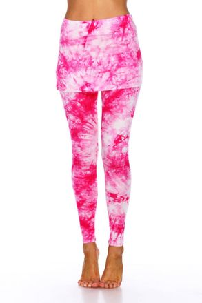 White Mark Tie Dye Skirted Leggings In Pink