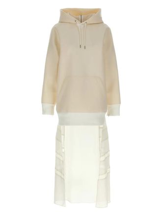 sacai hoodie mini dress - women - Polyester/Wool - 3 - Neutrals