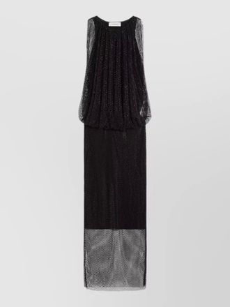 Sportmax maxi dress bubble waist straight skirt overlay