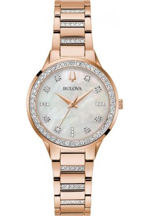 Bulova Womens 98X132 Ladies Crystal Watch - Rose Gold - One Size
