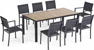 Oviala Set da giardino con 8 posti in alluminio e ceramica marrone - Tivoli