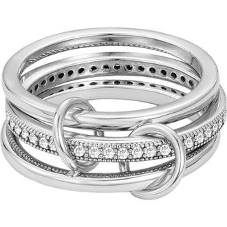 Adornia Interlocking Stacked Cubic Zirconia Rings in Silver at Nordstrom Rack, Size 8