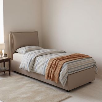 Dmora Talamo Italia - Cama Individual Zusanne, Cama Contenedor Con Revestimiento De Tela, 100% Made In Italy, Apertura Frontal, Adecuado Para Colch&oacute;n Cm 90x