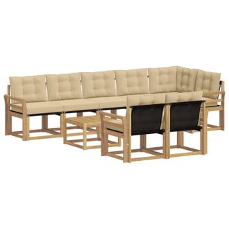 vidaXL Conjunto De Sof&aacute;s De Exterior Con Coj&iacute;n 9 Pcs Y Beige Vidaxl