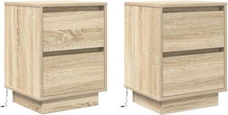 vidaXL Vidaxl - Bedside Cabinets with led Lights 2 pcs Sonoma Oak 38x34x50 cm