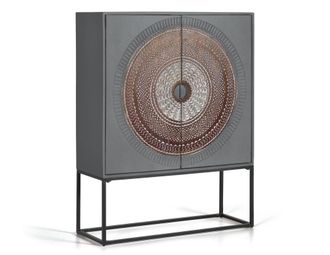 Giner&Colomer Vitrina madera de mango y metal gris y marr&oacute;n