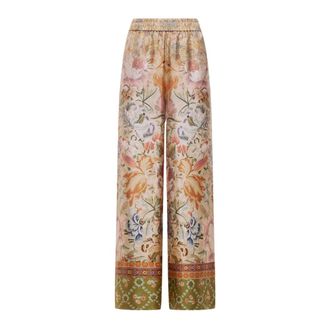 Pierre-Louis Mascia Broeken, Dames, Veelkleurig, L, Groene Zijden Palazzo Broek