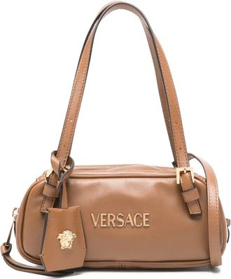 Versace Borsa a mano con placca logo - Marrone