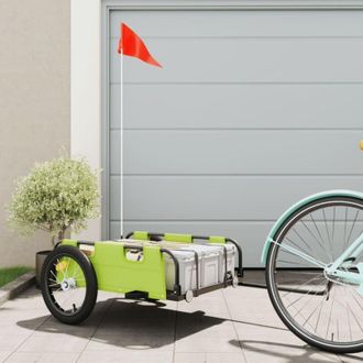 vidaXL Vidaxl - Remolque Para Bicicletas Hierro Y Tela Oxford Verde