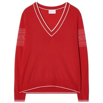 We Norwegians Signature V-Neck Merinopullover f&uuml;r Damen | rot