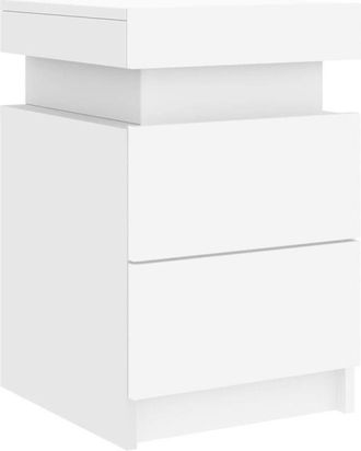 vidaXL Bedside Cabinet with led Lights White 35x39x55 cm Vidaxl