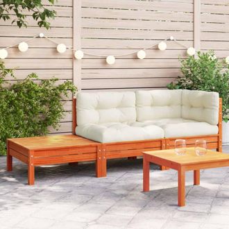 vidaXL Vidaxl - Divano Giardino con Cuscini e Poggiapiedi Legno Massello Pino