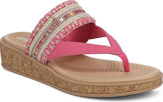 Life Stride Birdie Wedge Flip Flop in Natural/Pink Multi at Nordstrom, Size 6.5