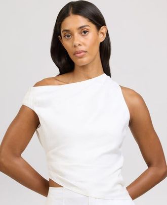 Onia Cold Shoulder Asymmetrical Top in White at Nordstrom, Size 10